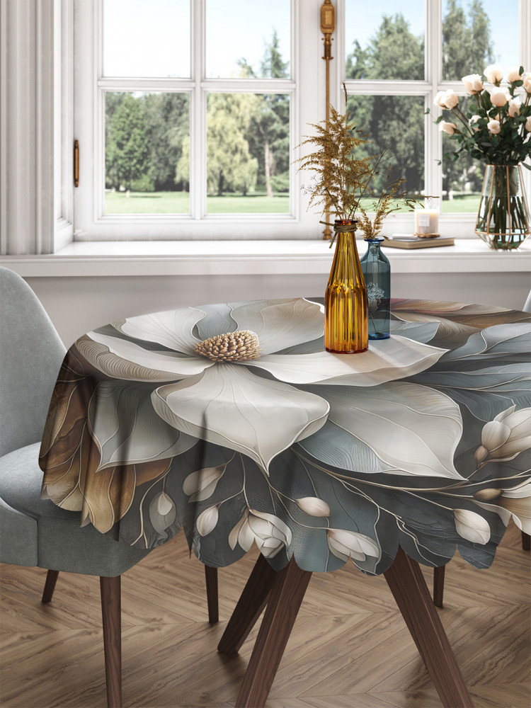 Скатерть на круглый стол «Нежность цветов» | JoyArty