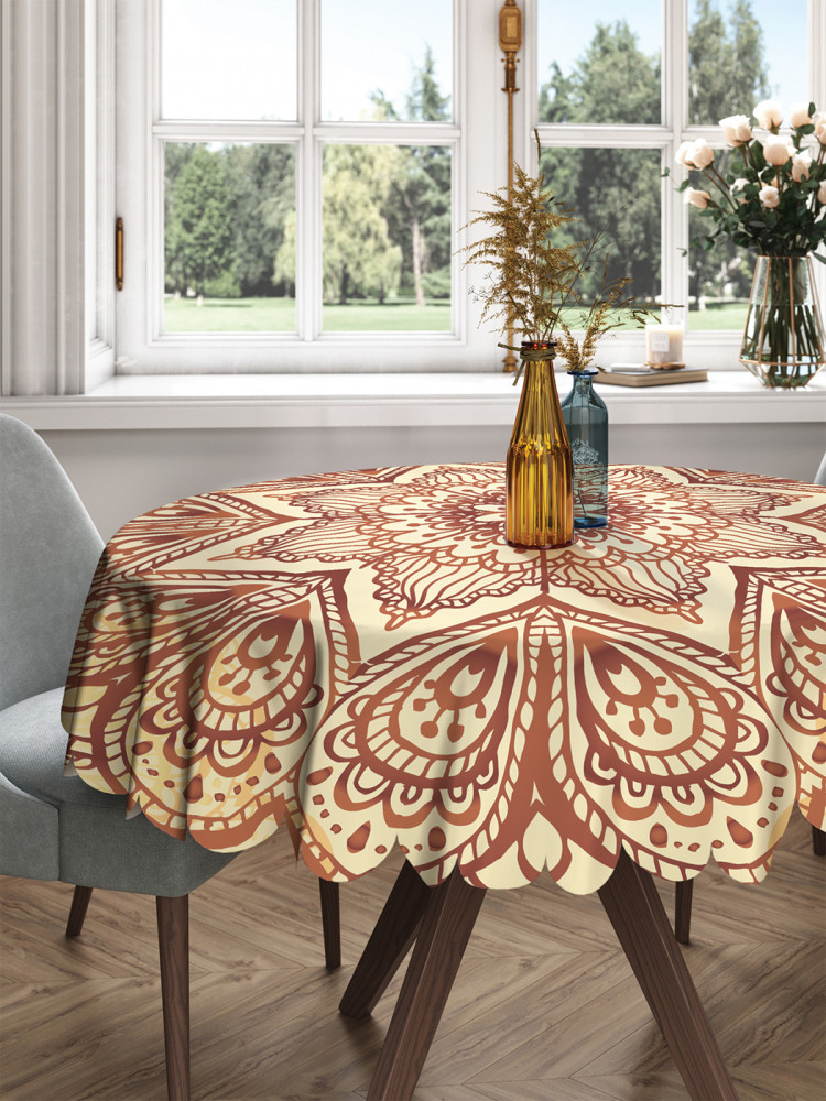 Скатерть на круглый стол «Пламенные лепестки» | JoyArty
