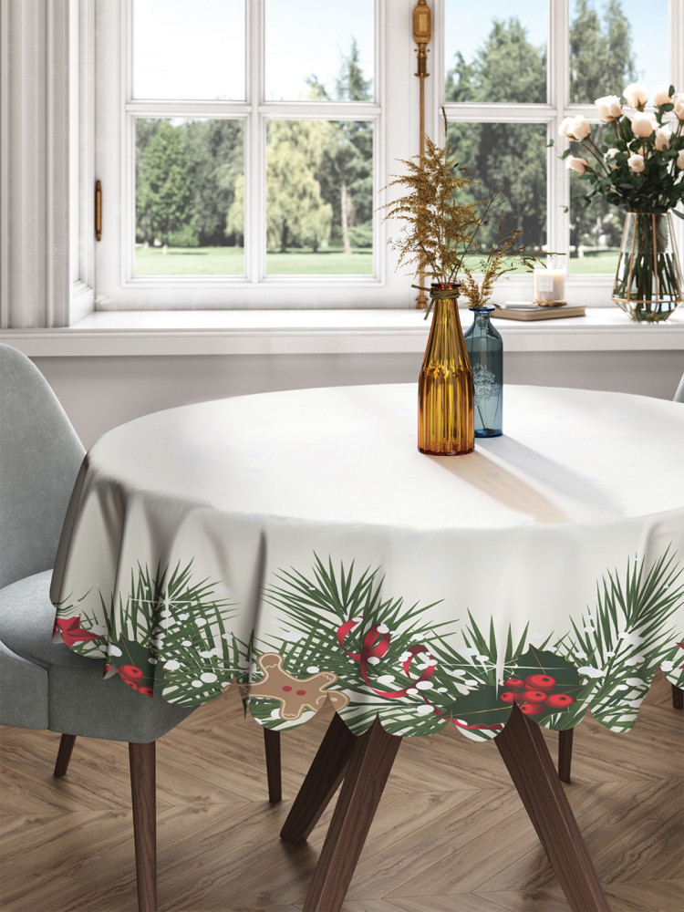 Скатерть на круглый стол «Рождественское украшение» | JoyArty