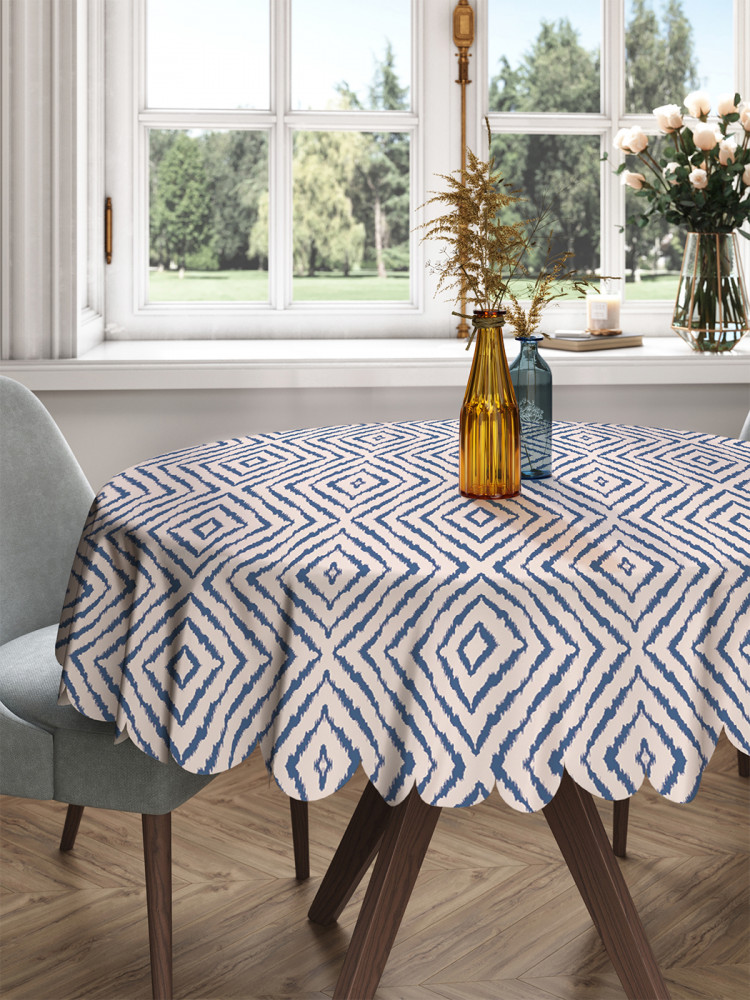 Скатерть на круглый стол «Ромбы на белом фоне» | JoyArty