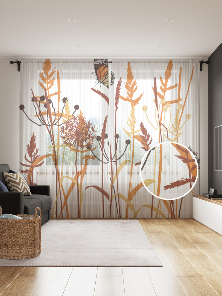 Комплект тюлей «Бабочка в дикой траве» | JoyArty