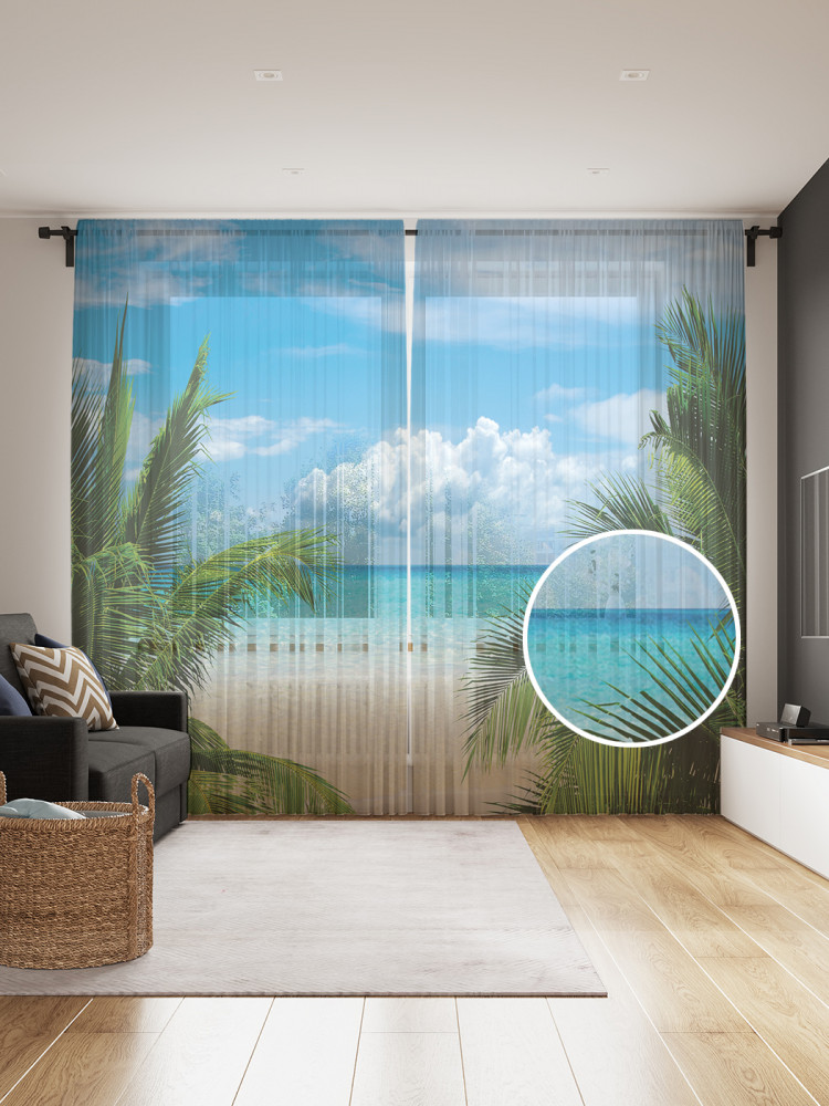 Комплект тюлей «Вид с пальмы» | JoyArty