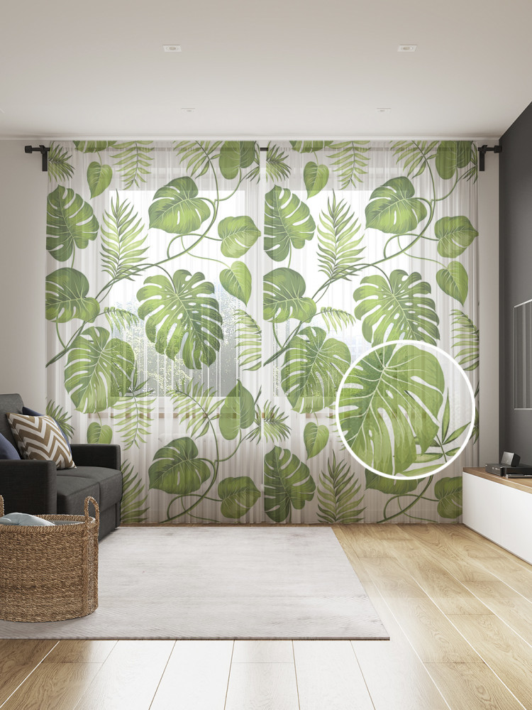 Комплект тюлей «Лианы монстеры» | JoyArty