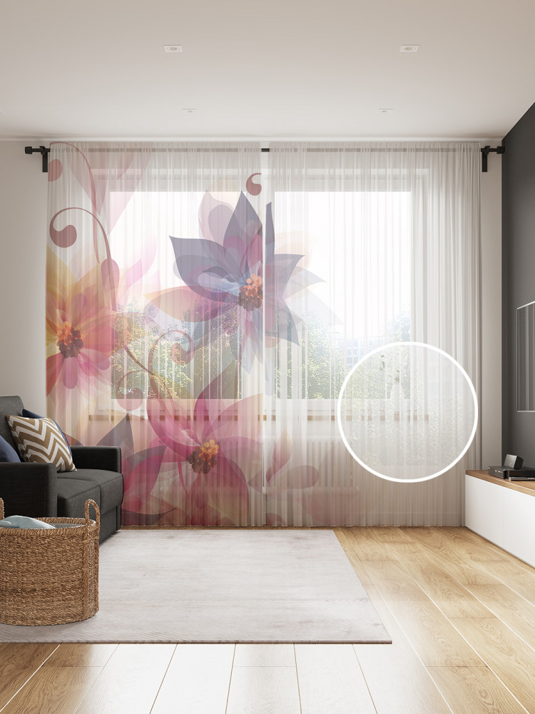 Комплект тюлей «Цветы энергии» | JoyArty