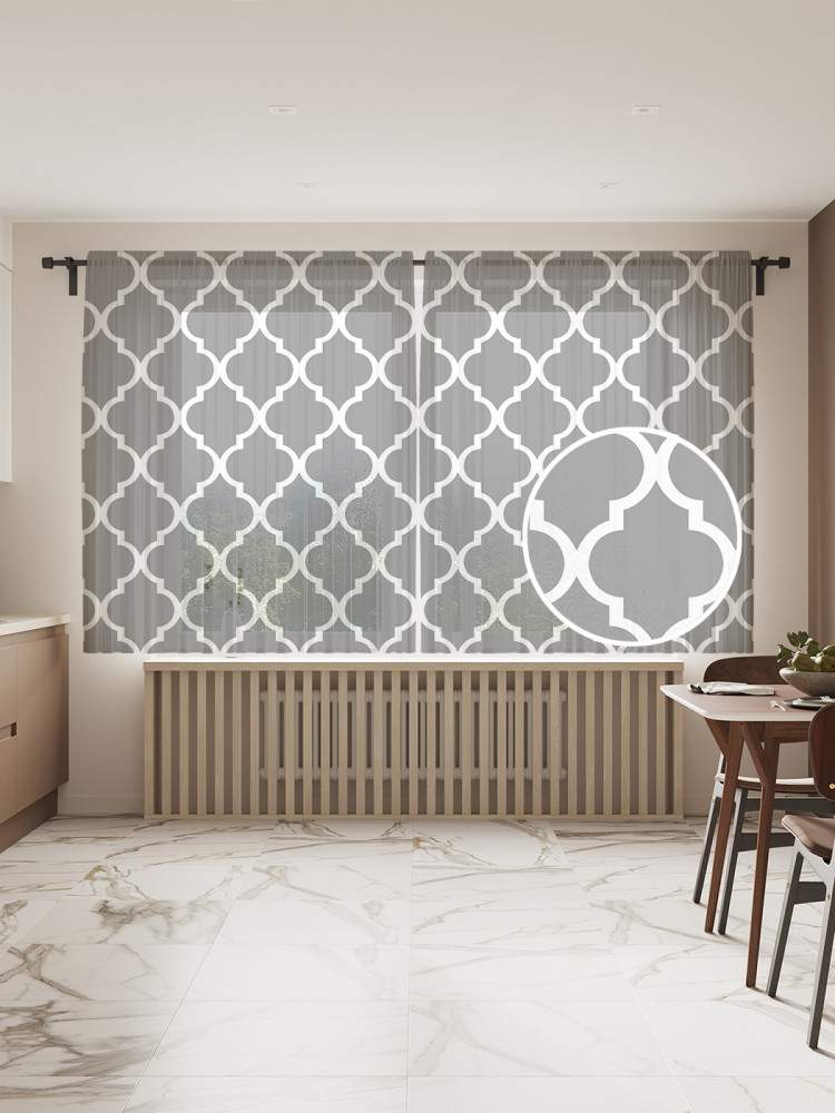 Комплект тюлей «Ахроматический орнамент» | JoyArty