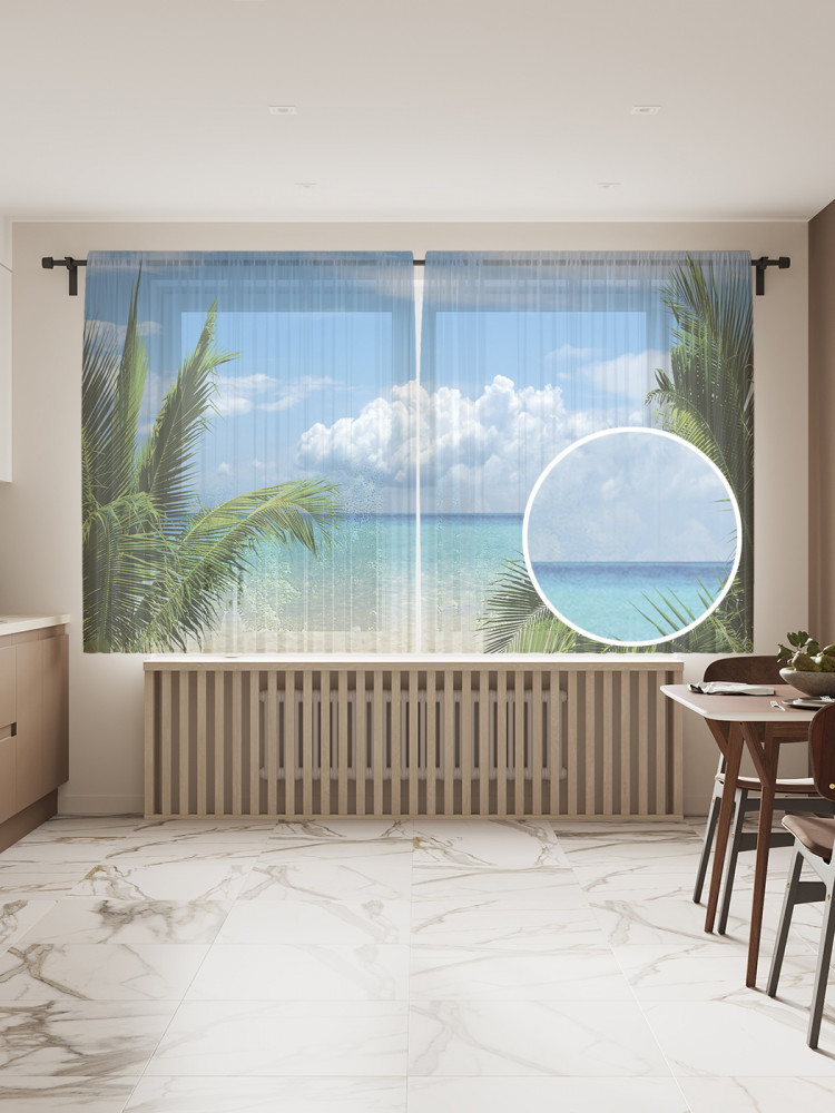 Комплект тюлей «Вид с пальмы» | JoyArty