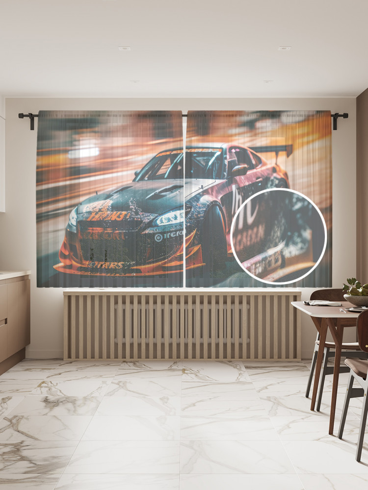 Комплект тюлей «Гонки в городе» | JoyArty