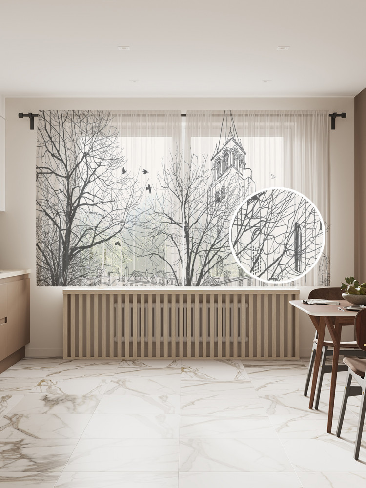 Комплект тюлей «Графическая церковь» | JoyArty