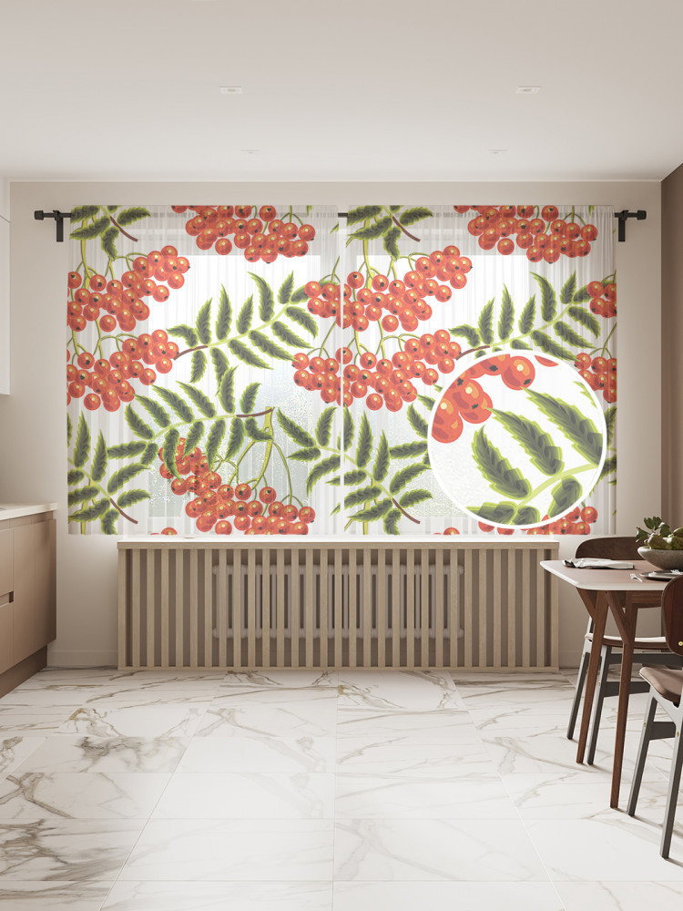 Комплект тюлей «Гроздья рябины» | JoyArty