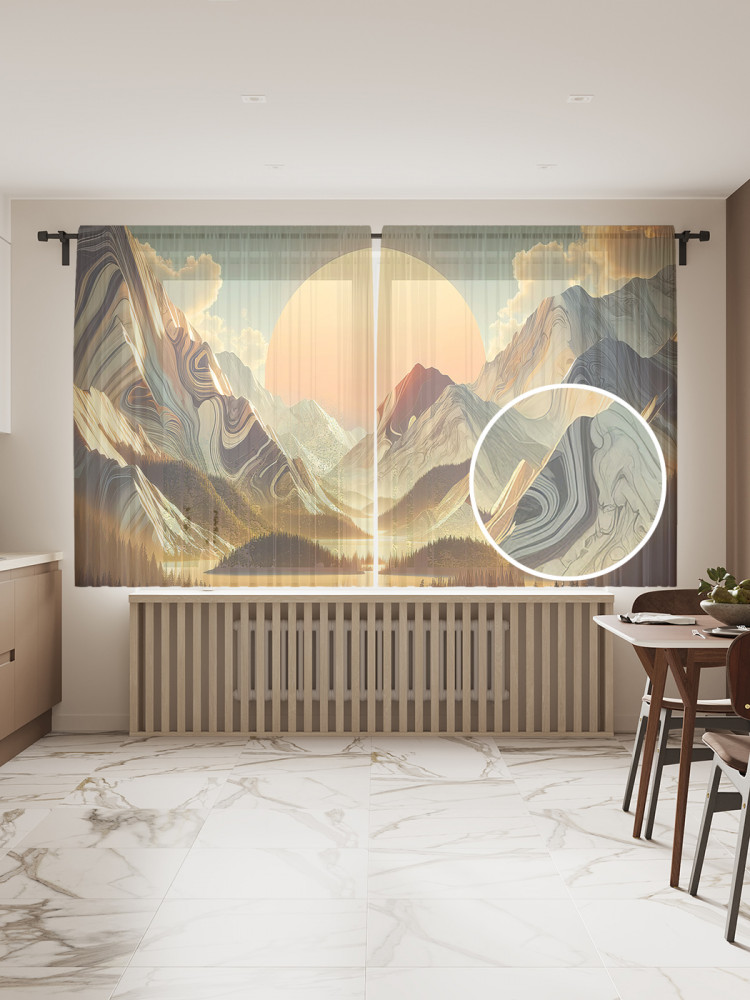 Комплект тюлей «Закат в Тибете» | JoyArty