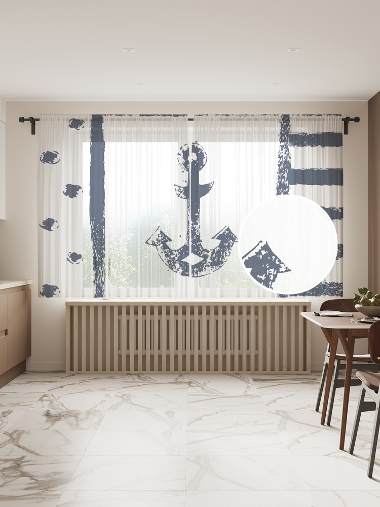 Комплект тюлей «Морская композиция с якорем» | JoyArty