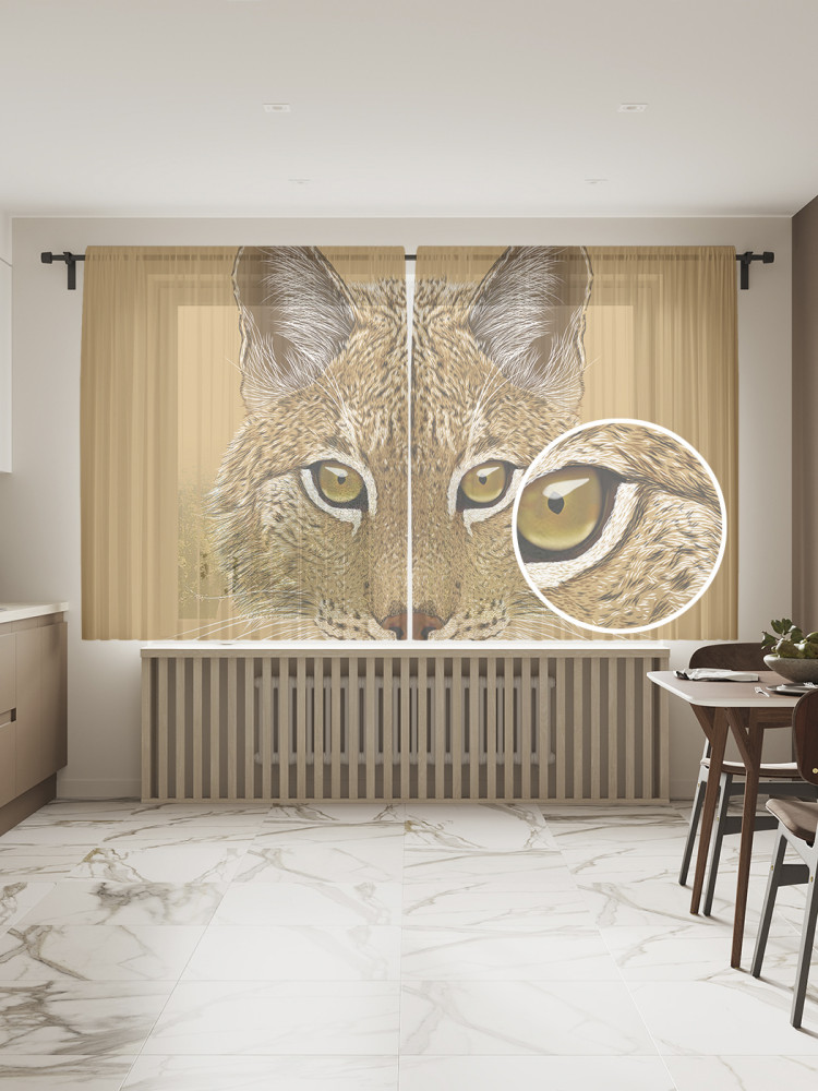 Комплект тюлей «Портрет рыси» | JoyArty