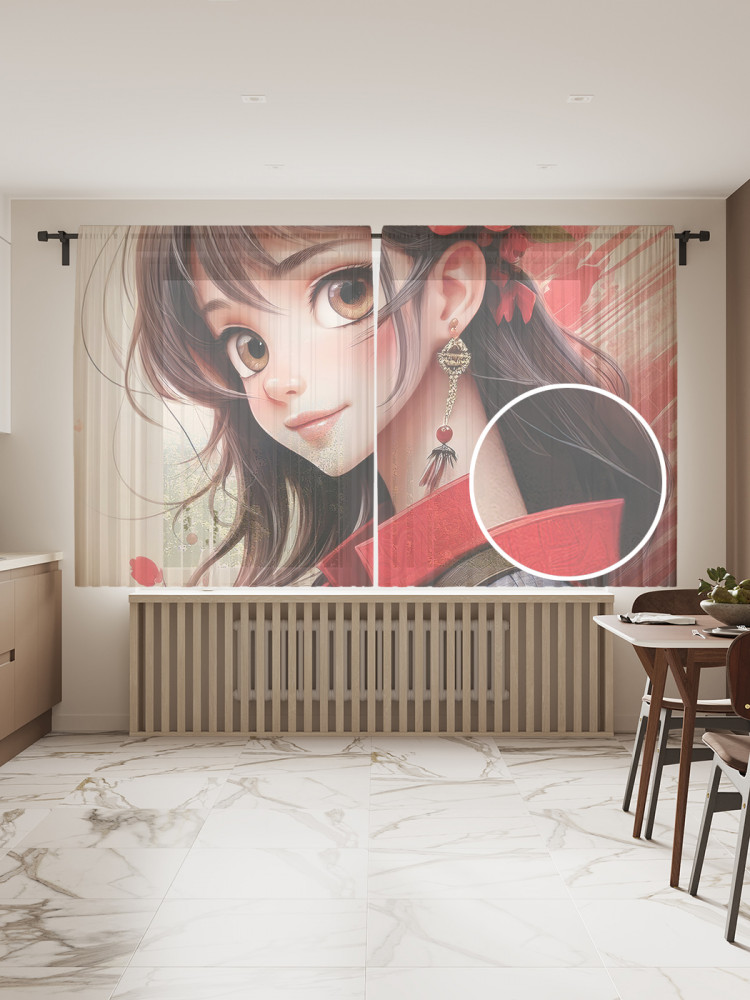 Комплект тюлей «Цветочные краски» | JoyArty