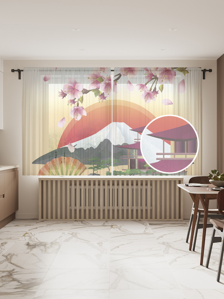 Комплект тюлей «Японские горы» | JoyArty