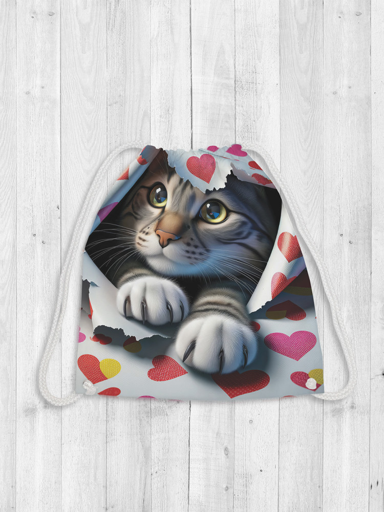 Сумка-мешок для обуви и вещей «Подарочный кот» | JoyArty