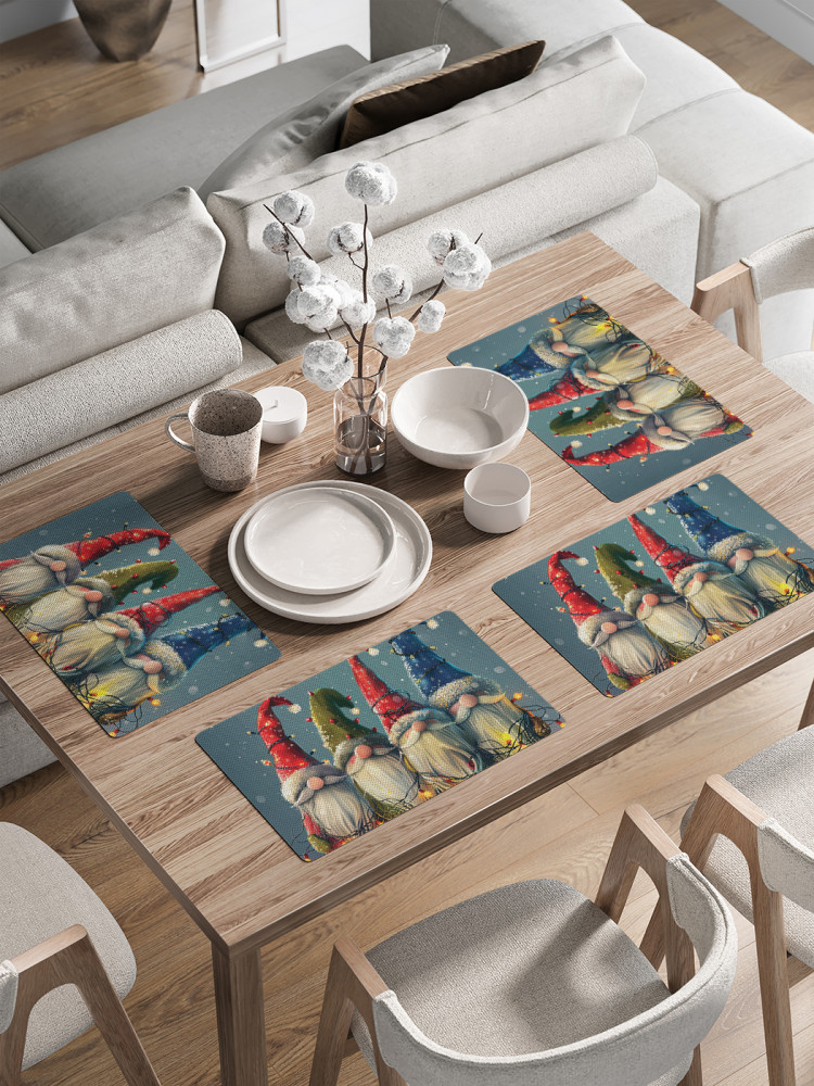 Комплект плейсматов «Гномы с гирляндой» | JoyArty