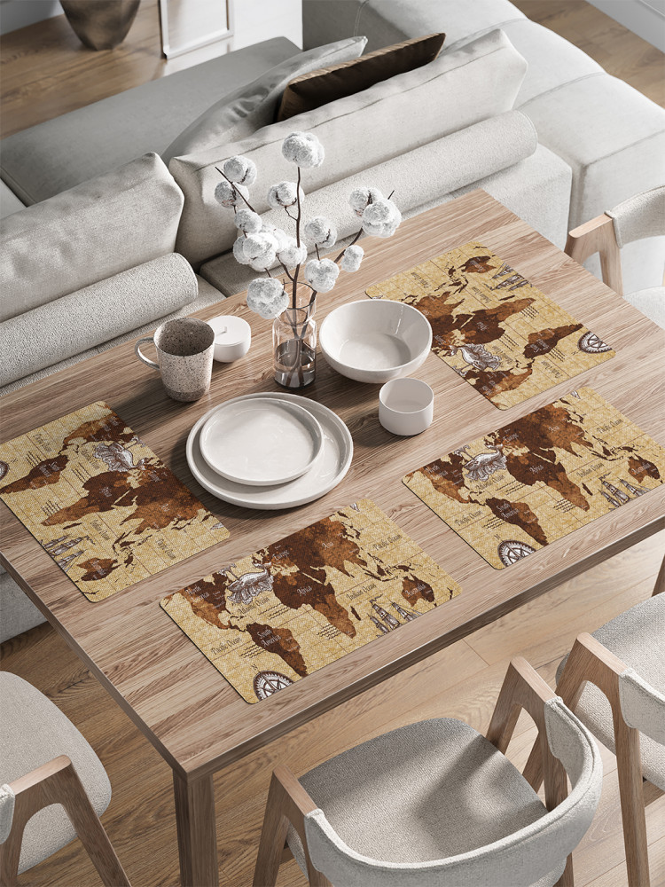 Комплект плейсматов «Старинная карта» | JoyArty