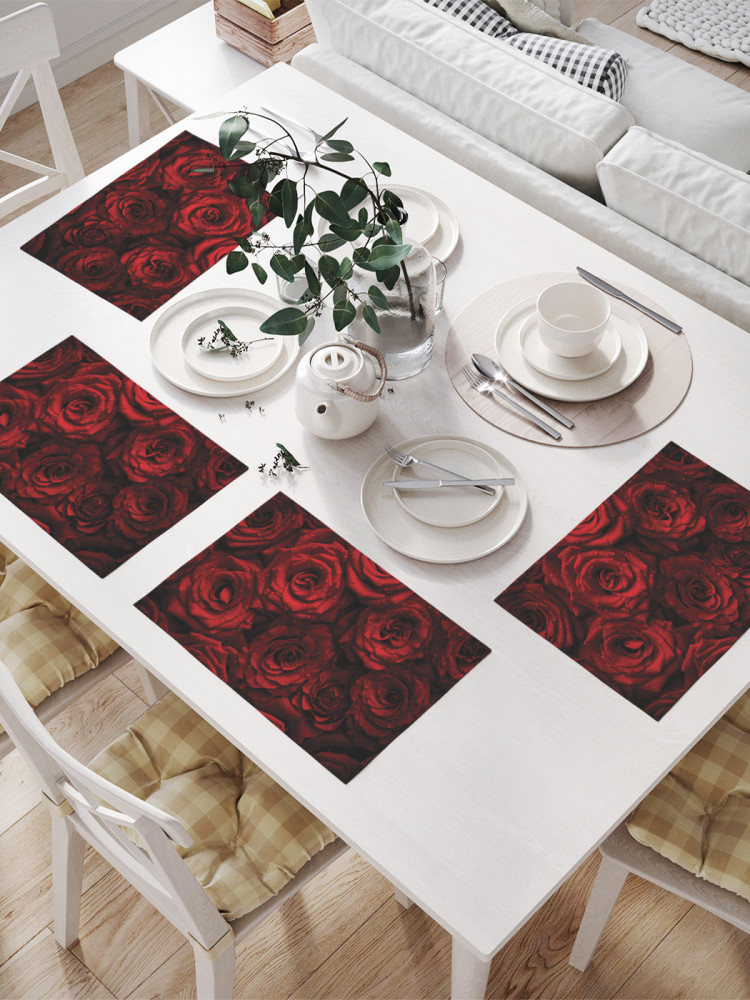 Комплект плейсматов «Алые розы» | JoyArty