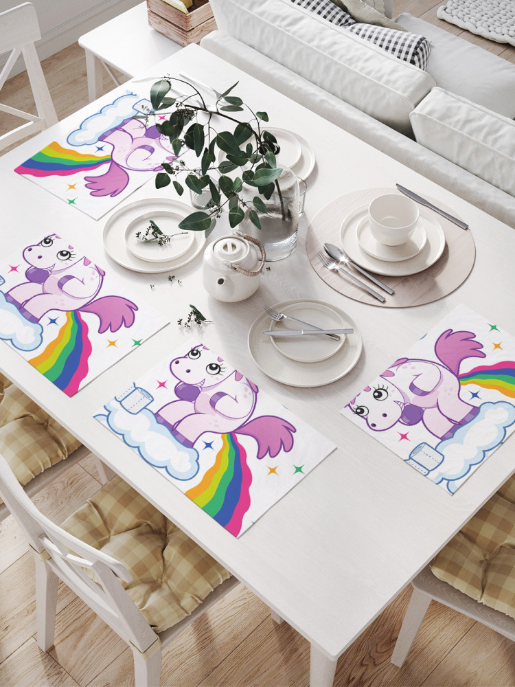Комплект плейсматов «Единорог на облаке» | JoyArty