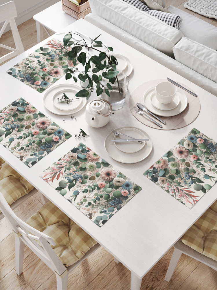 Комплект плейсматов «Нежные цветы и эвкалипт» | JoyArty