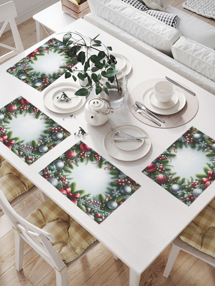 Комплект плейсматов «Праздничный венок» | JoyArty