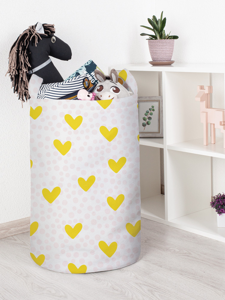 Корзина для хранения игрушек «Желтые сердечки» | JoyArty