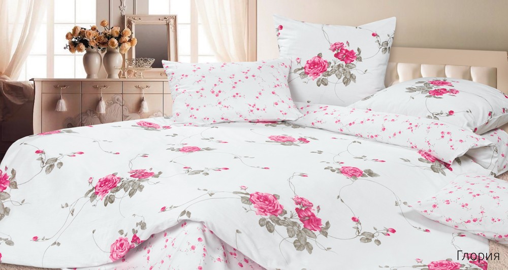 Комплект постельного белья «Глория» (семейный, сатин, 2 наволочки 70х70, 2 наволочки 50х70) | Harmonica | Ecotex