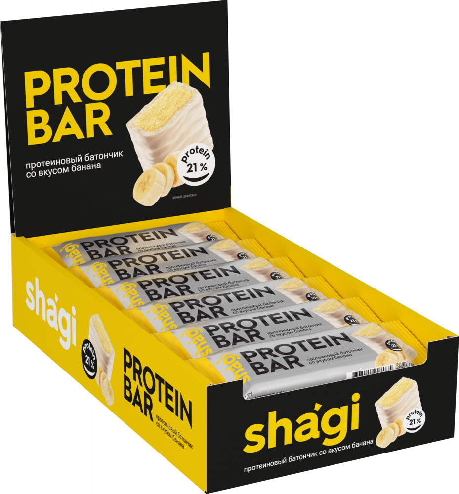 Набор батончиков протеиновых со вкусом банана «Shagi» | Protein Rex