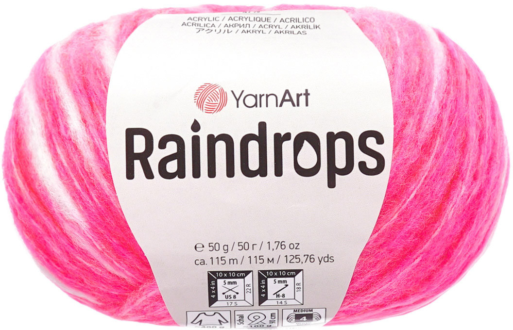 Пряжа для вязания «Raindrops», цвет 2915 ярко-розовый меланж | YarnArt