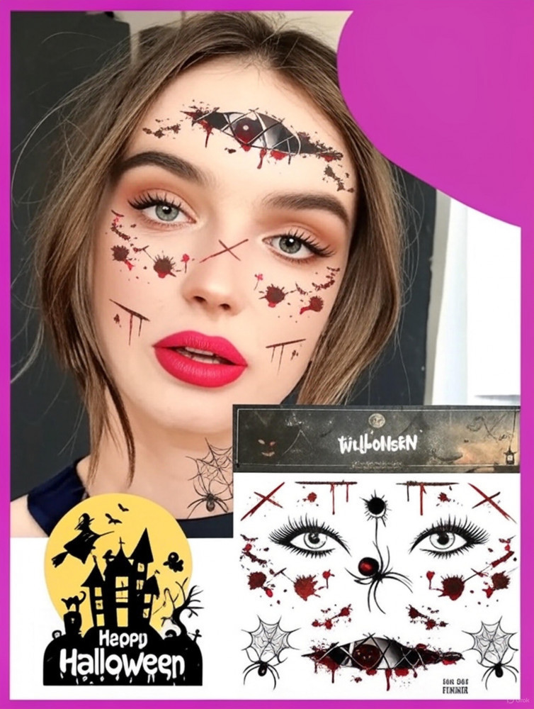 Временная татуировка «Кровь и паутина» | Halloween Collection