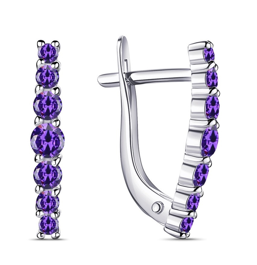 Серьги из серебра с фианитами | Lucente Silver
