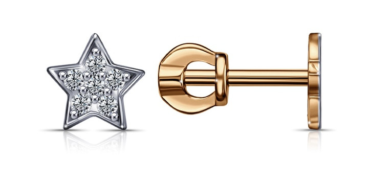 Серьги из золоченого серебра с фианитами | Lucente Silver