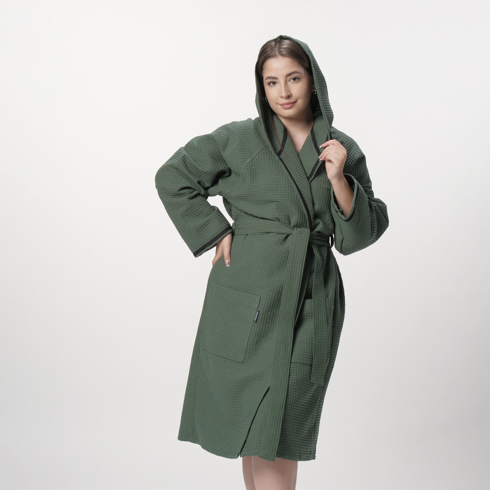 Халат вафельный женский с капюшоном | Gefen home textile