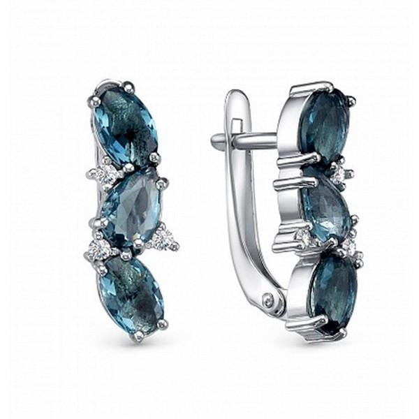 Серьги из серебра с алпанитами и фианитами | Lucente Silver