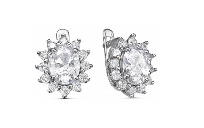 Серьги из серебра с фианитами | Lucente Silver