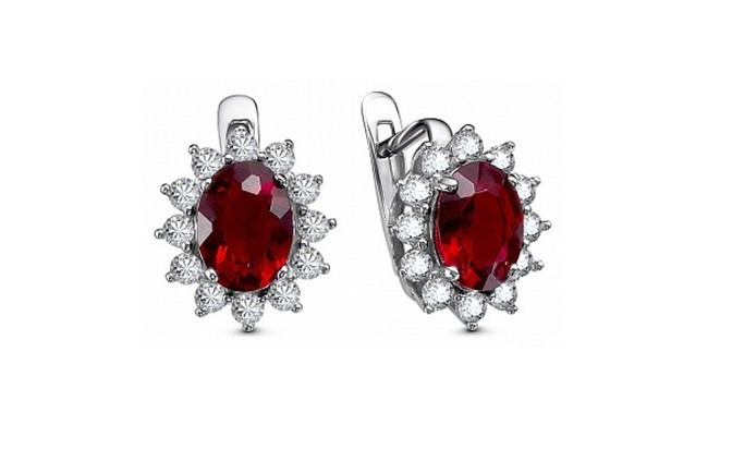 Серьги из серебра с алпанитами и фианитами | Lucente Silver