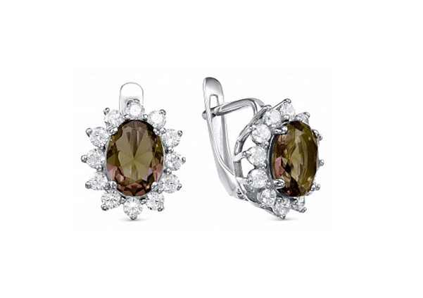 Серьги из серебра с алпанитами и фианитами | Lucente Silver