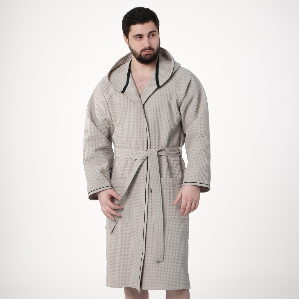 Халат вафельный мужской с капюшоном | Gefen home textile