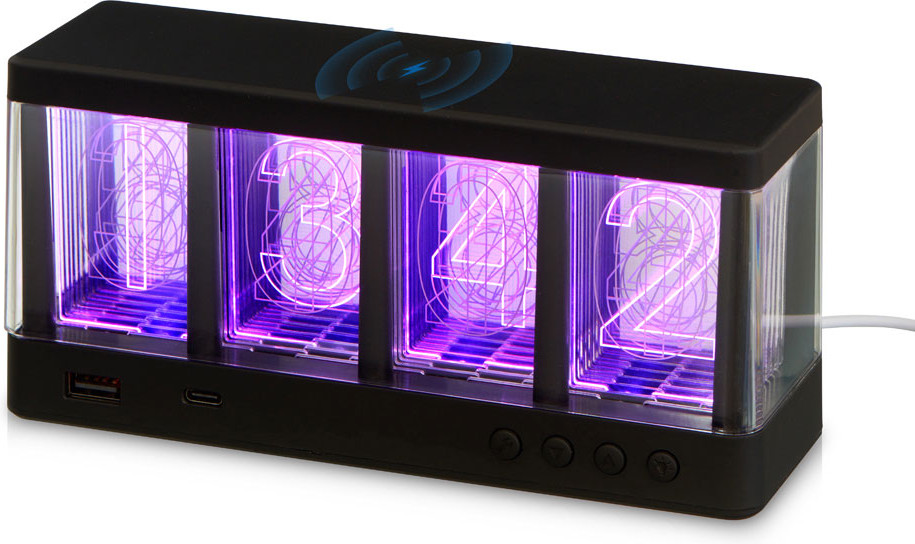 Часы с подсветкой и беспроводной зарядкой «Cyber»