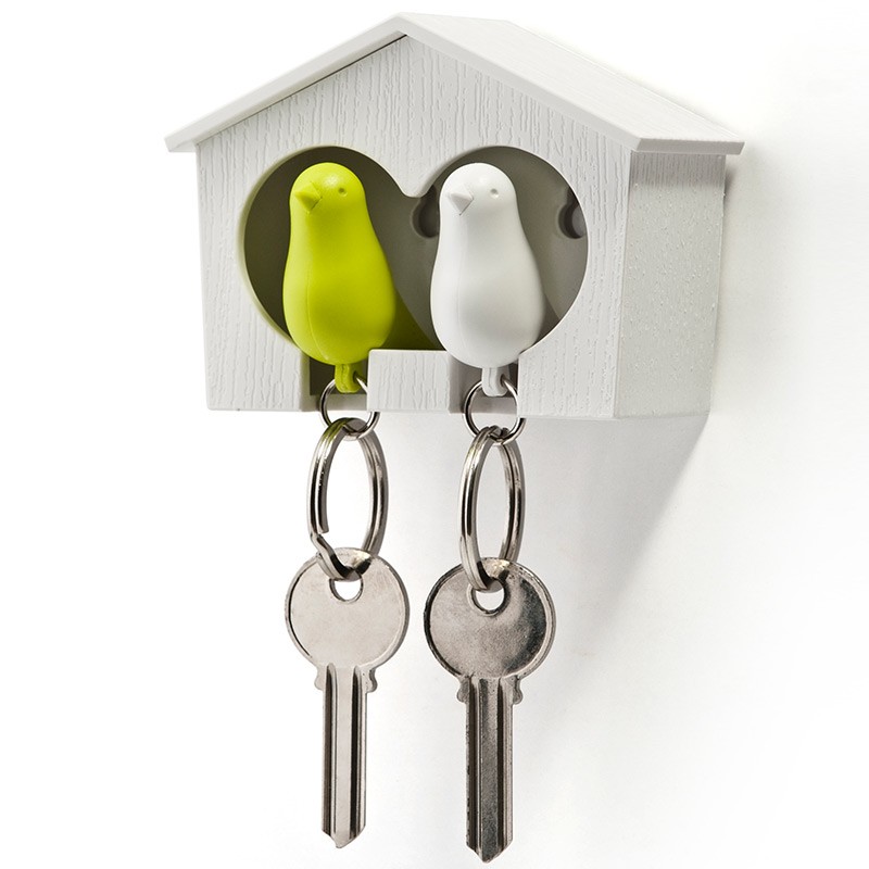 Держатель + брелок для ключей двойной «Sparrow», белый/зеленый | Sparrow | Qualy