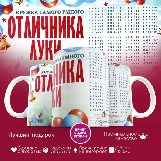 Кружка с принтом «Кружка отличника Луки»