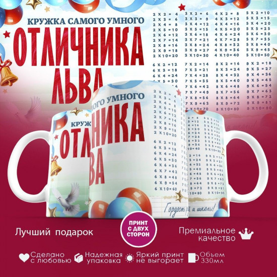 Кружка с принтом «Кружка отличника Льва»