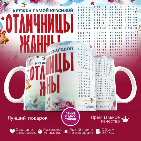 Кружка с принтом «Кружка отличницы Жанны»