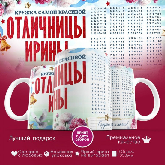 Кружка с принтом «Кружка отличницы Ирины»