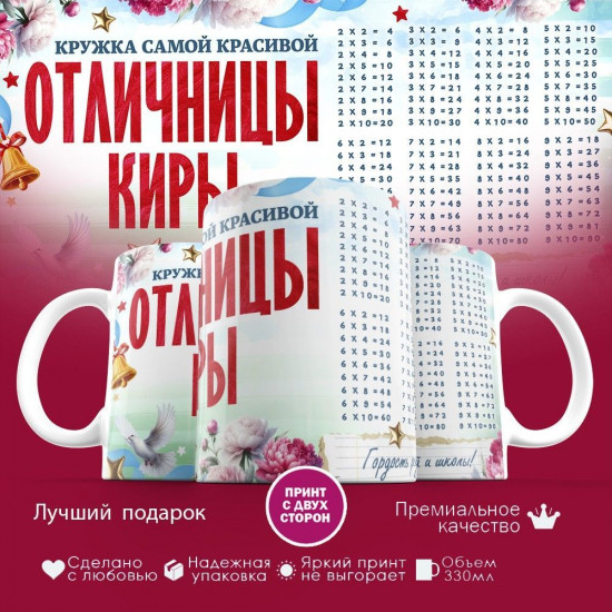 Кружка с принтом «Кружка отличницы Киры»