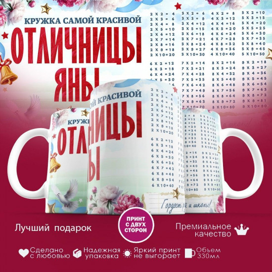 Кружка с принтом «Кружка отличницы Яны»