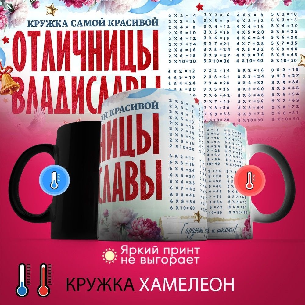 Кружка хамелеон с принтом «Кружка отличницы Владиславы» | TopPoshiv