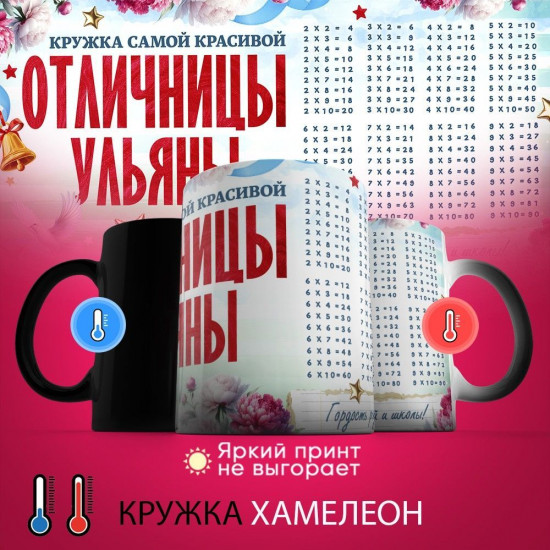 Кружка хамелеон с принтом «Кружка отличницы Ульяны»