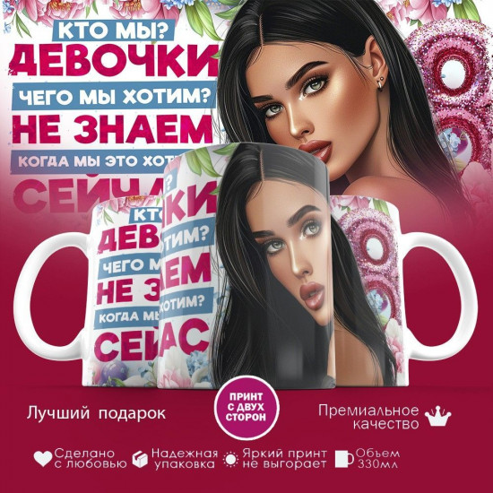 Кружка с принтом «Кто мы? Чего мы хотим? Когда мы это хотим?»