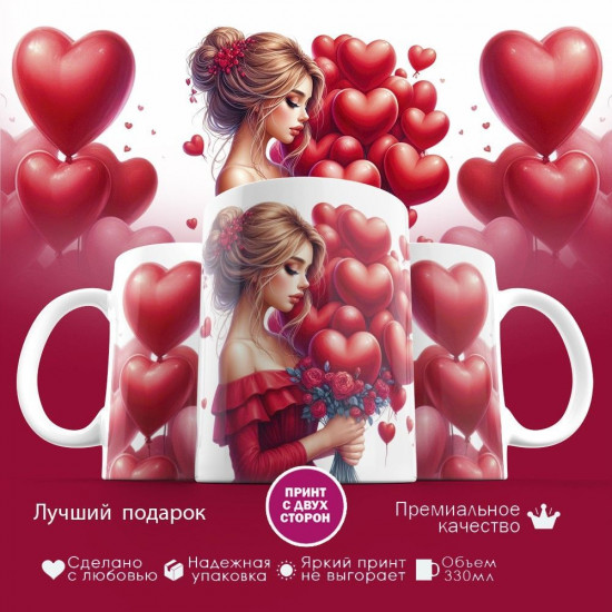 Кружка с принтом «Девушка сердца»